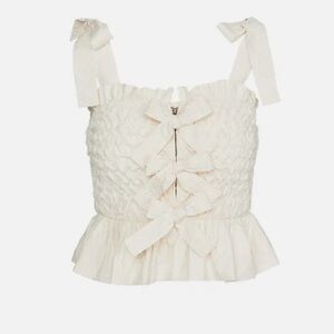 Ulla Johnson Faye Smocked Tie Top